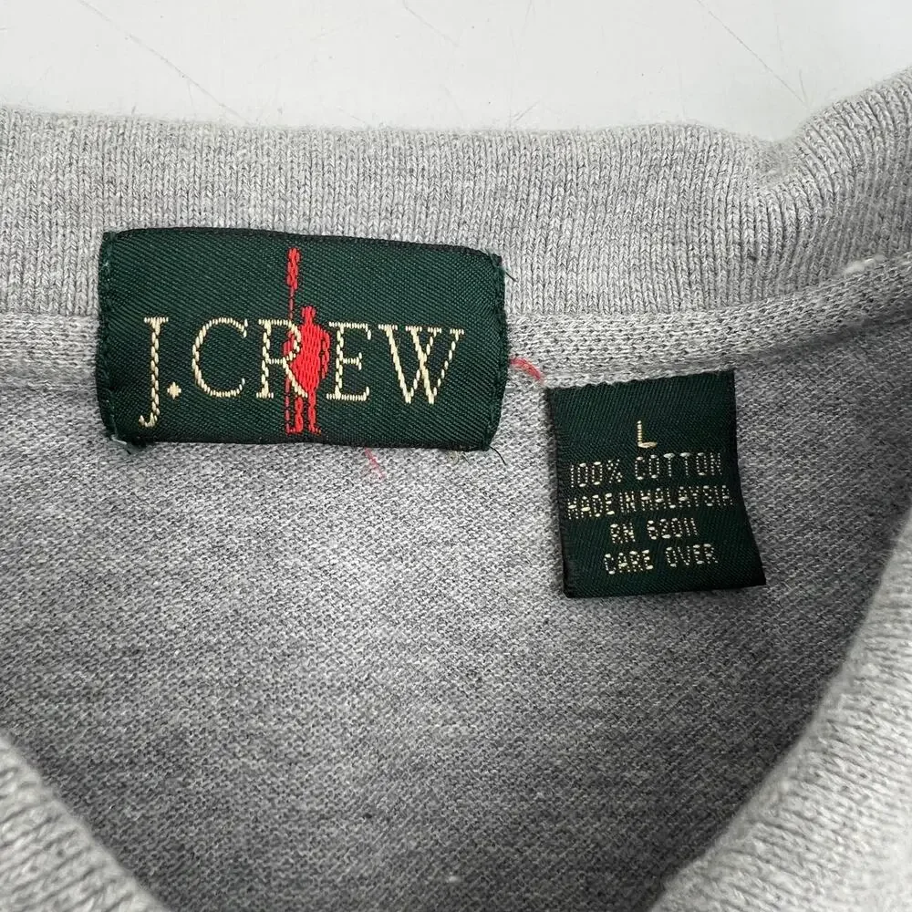 J. Crew Men's Classic Piqué Polo Shirt Vintage 80s Gray